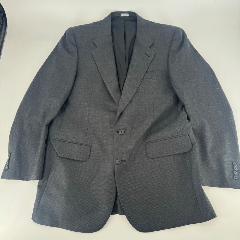 Vintage Burberrys Prorsum Mens Wool Blazer Sport Coat Charcoal Grey Micro Check